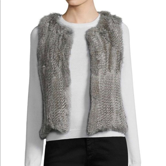 525 america Gray 100% Rabbit Fur Vest Size M - Picture 1 of 4
